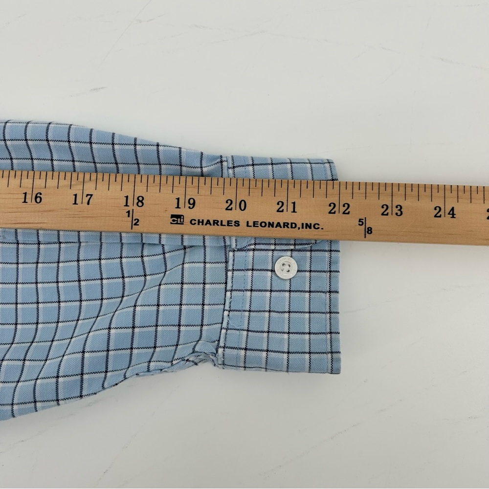 LL Bean Shirt Mens M Slightly Fitted Comfort Stretch Blue Check Heritage Preppy - Picture 6 of 8